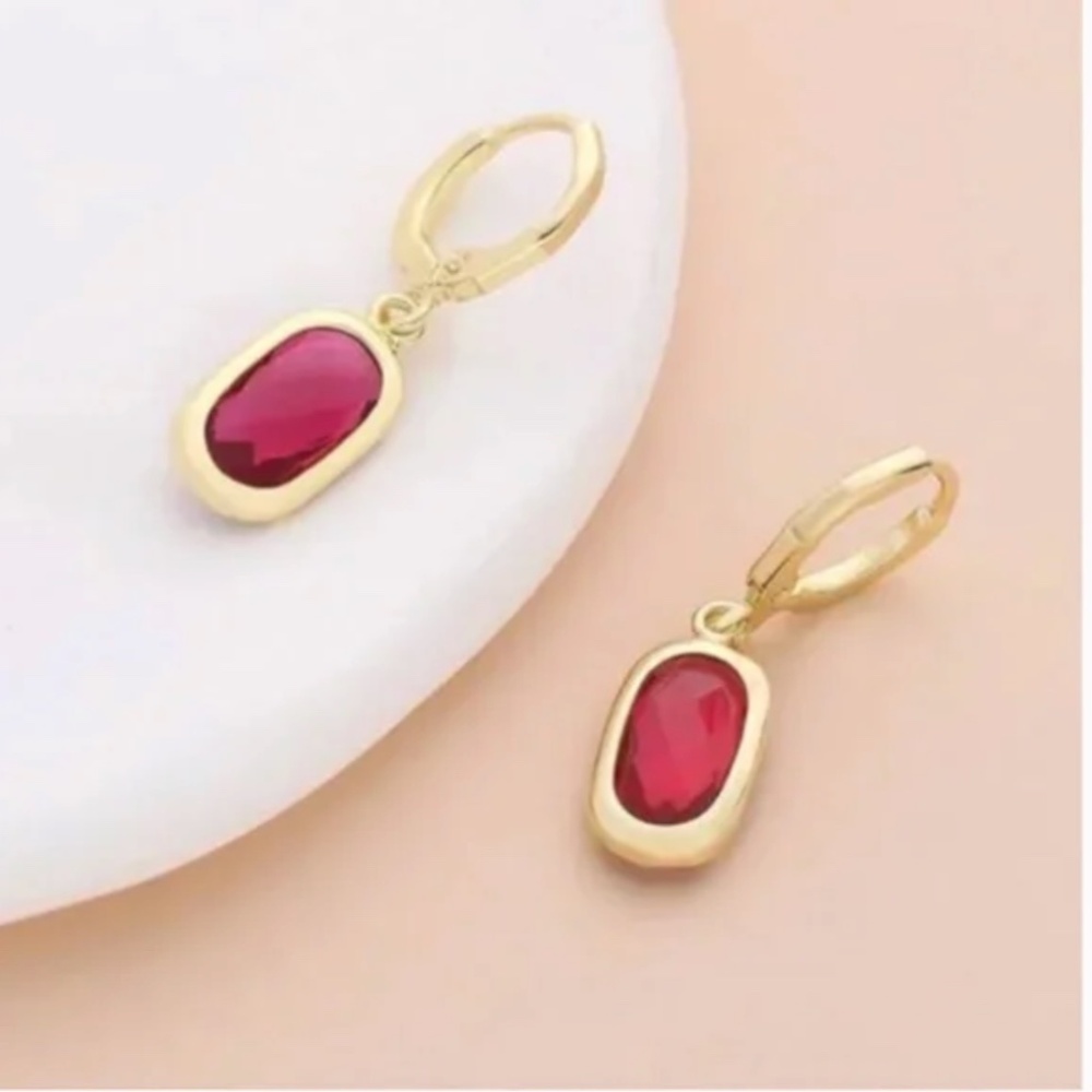 ❤️ FREE Gem Stone Oval Ran Drop Hipster Hoop Charm Faux Hippie Chic Hip Earrings
